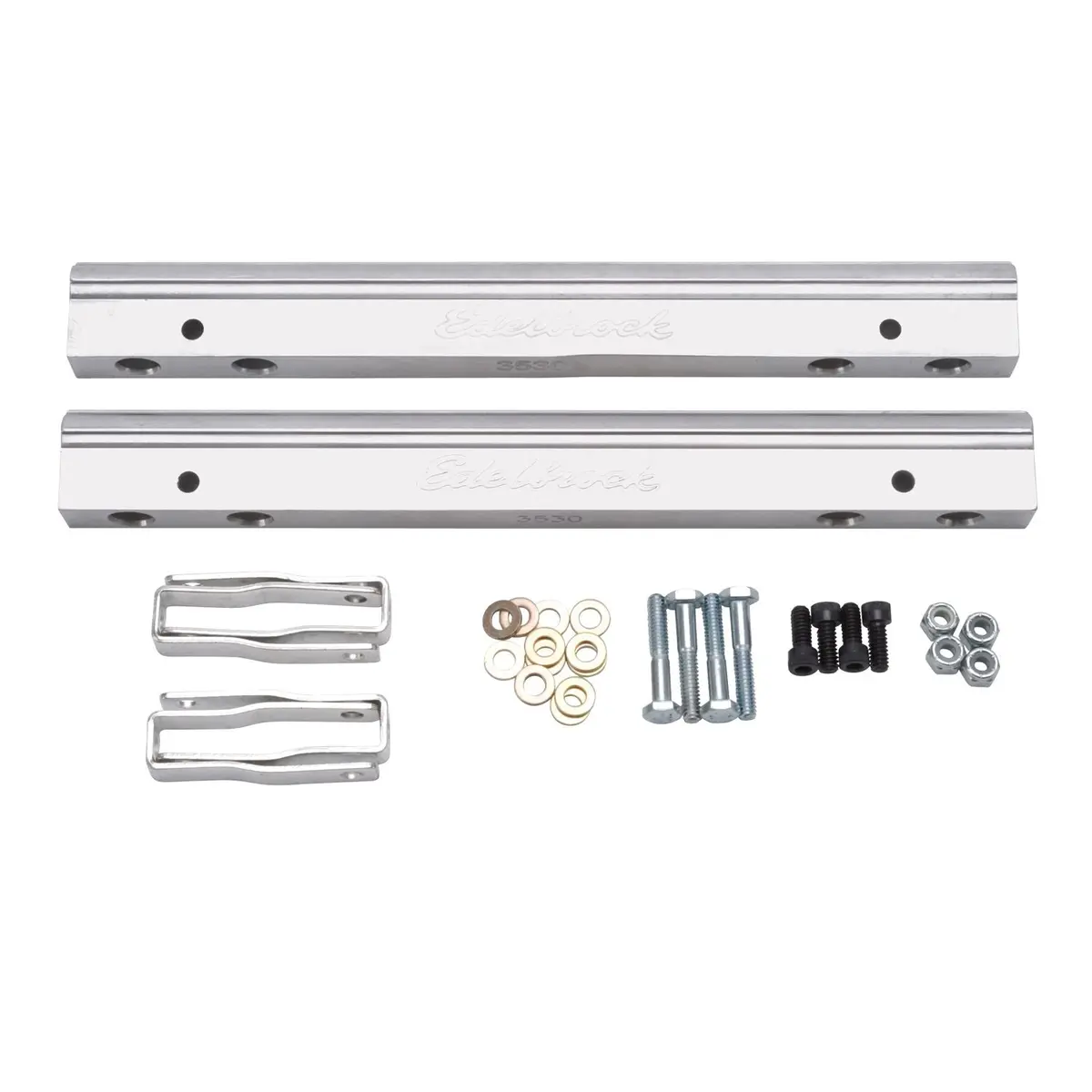 Edelbrock Fuel Injection Fuel Rail #3630, -6 An Clear For Chevrolet Small-Block 1