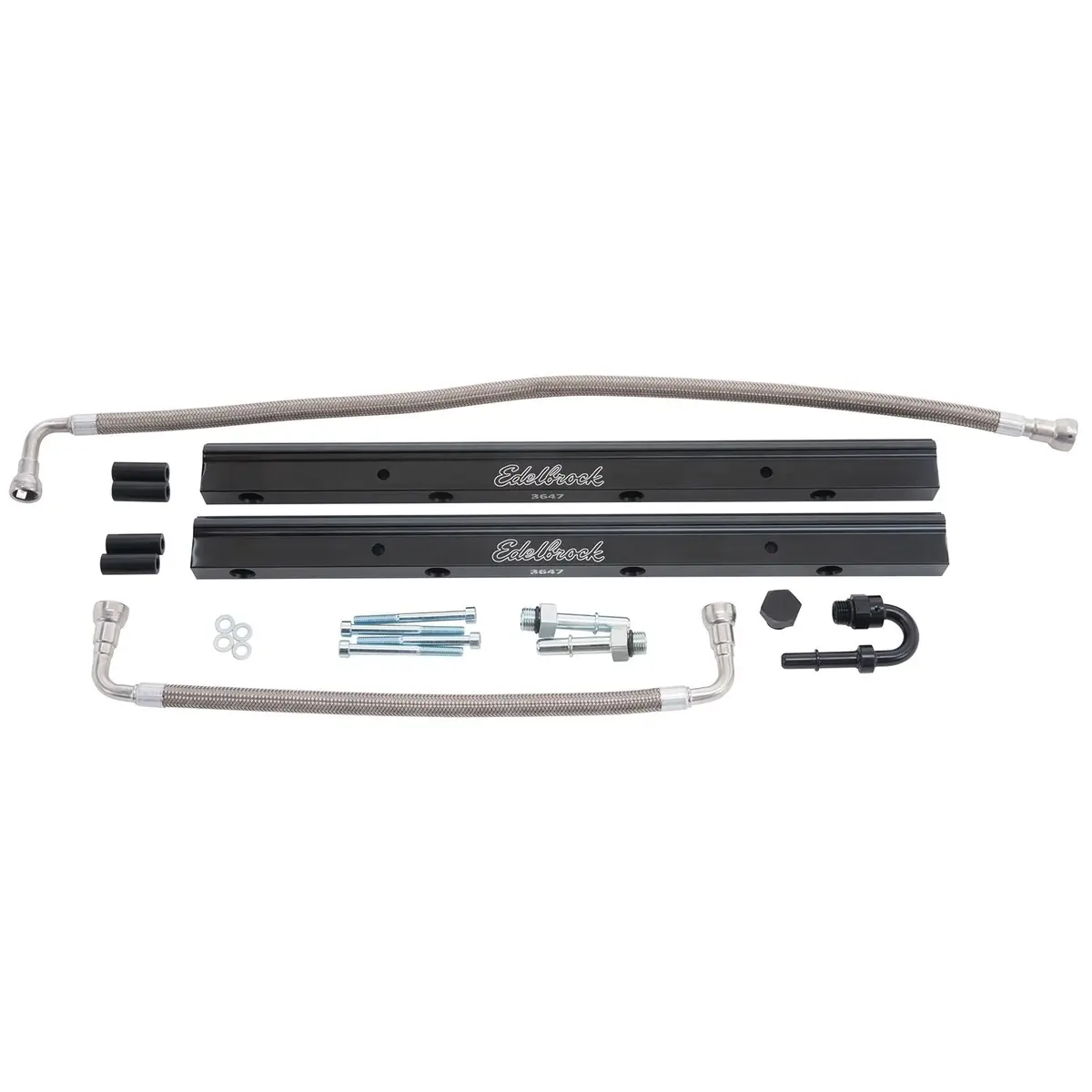 Edelbrock Fuel Injector Rail Kit #3647, -6 An Black Anodized For Chrysler Hemi 3G 1