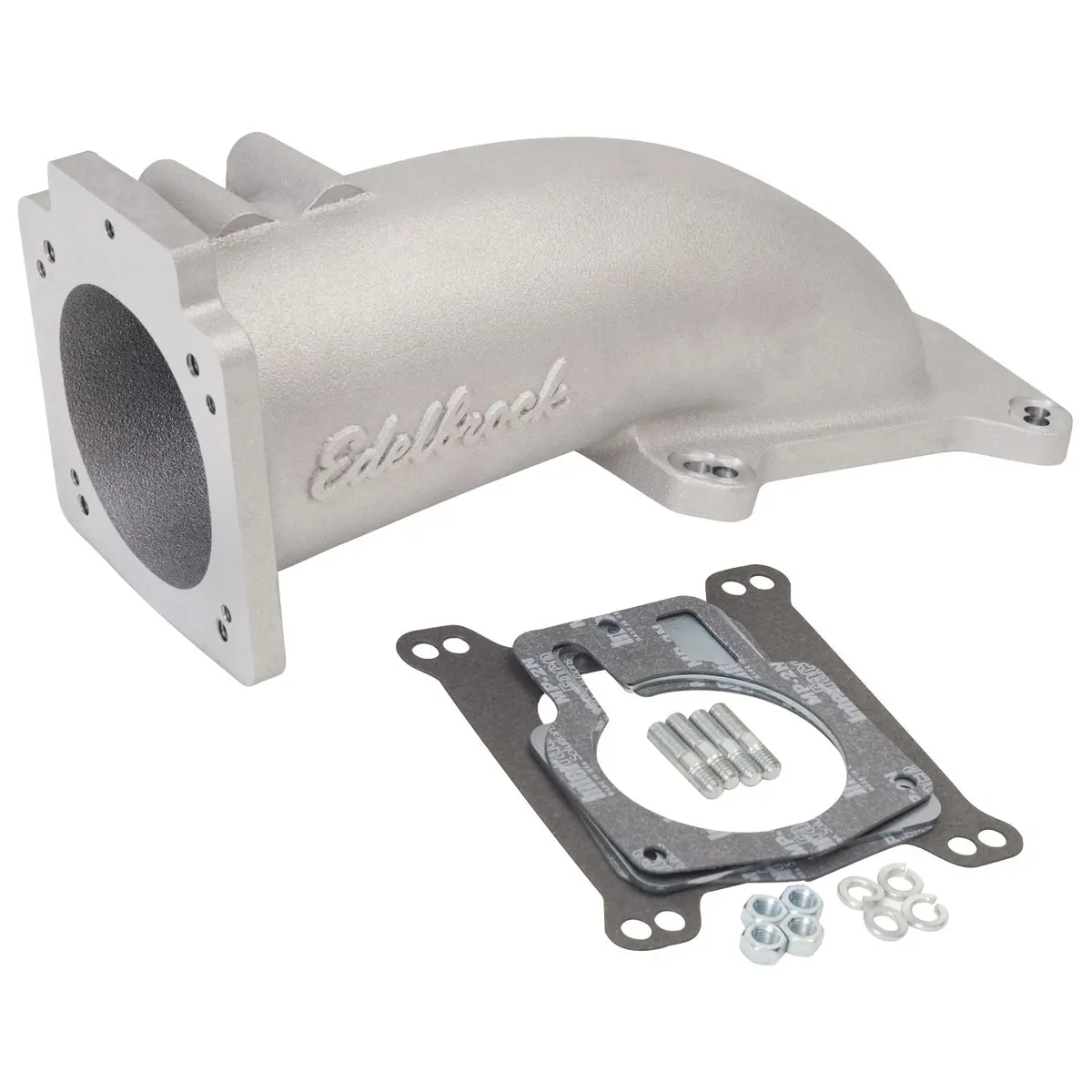 Edelbrock Throttle Body Intake Elbow #3847 Ultra Low Profile, 90Mm Opening, Satin Finish 1