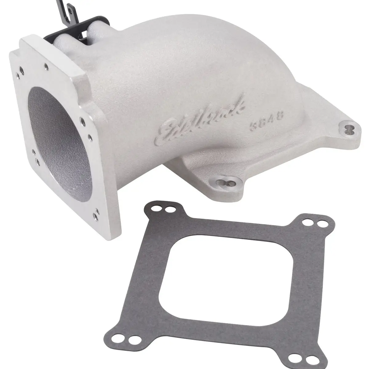 Edelbrock Throttle Body Intake Elbow #3848 Low Profile, 90Mm Opening, Satin Finish 1