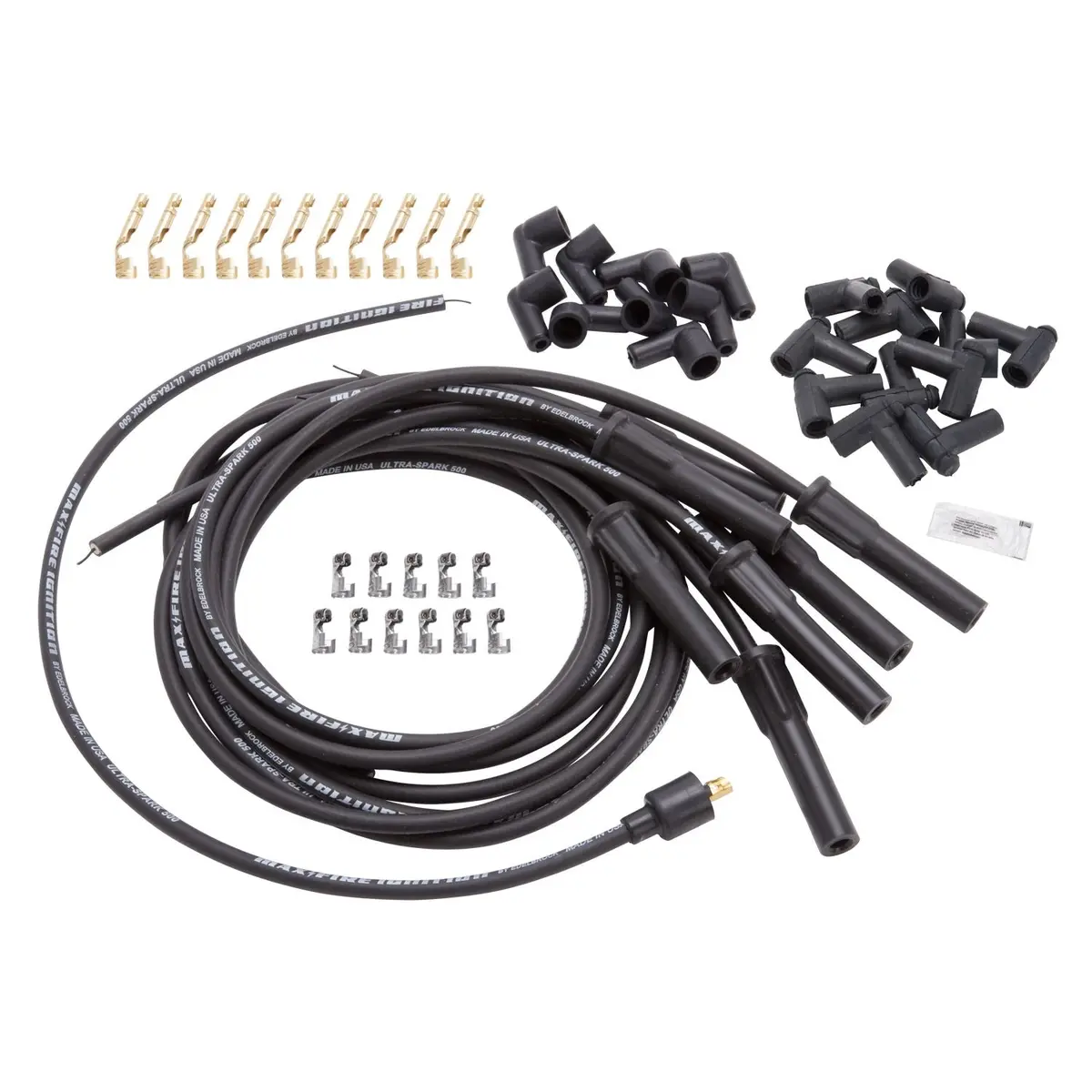 Edelbrock Max-Fire (Ultra-Spark 500) Universal Flex Boot Plug 500 Ohm Wire Set 1