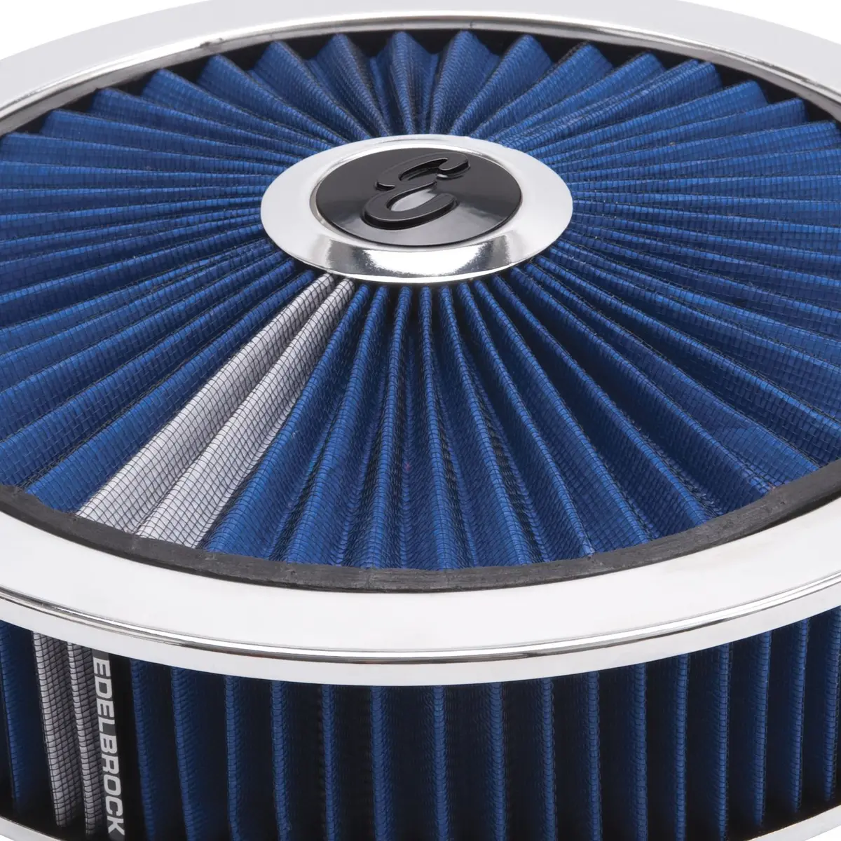 Edelbrock Pro-Flo Chrome Round 14" Air Cleaner - 3" Pro-Flo Element (Blue) 1