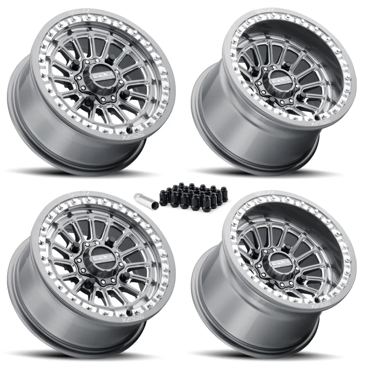 Delta Beadlock | Gunmetal Contrast Cut | Utv Wheel Kit 1