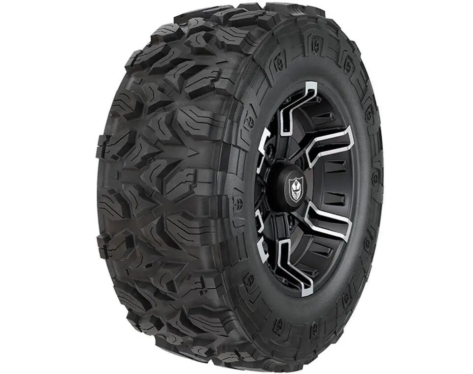 Pro Armor Wheel & Tire Set: 4204 Shackle & Harvester, Matte Black, 28" X 10" R14 2