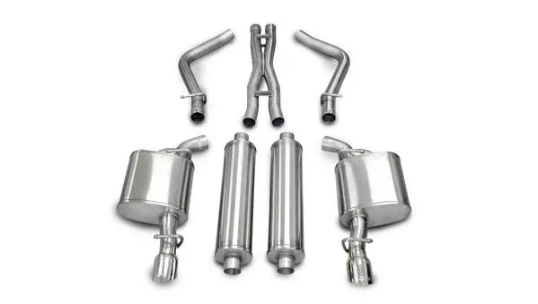 Corsa Performance 2005-2010 Dodge Charger R/T, Chrysler 300, 5.7L V8, 2.5" Dual Rear Exit Cat-Back Exhaust System With 3.5" Tips (14177) Sport Sound Level 1