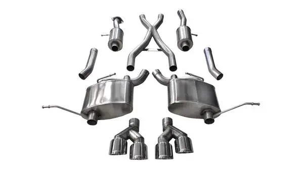 Corsa Performance 2014-2019 Jeep Grand Cherokee Summit Edition, 5.7L V8, 2.5" Dual Rear Exit Catback Exhaust System With Twin 4.0" Tips (14992) Sport Sound Level 1