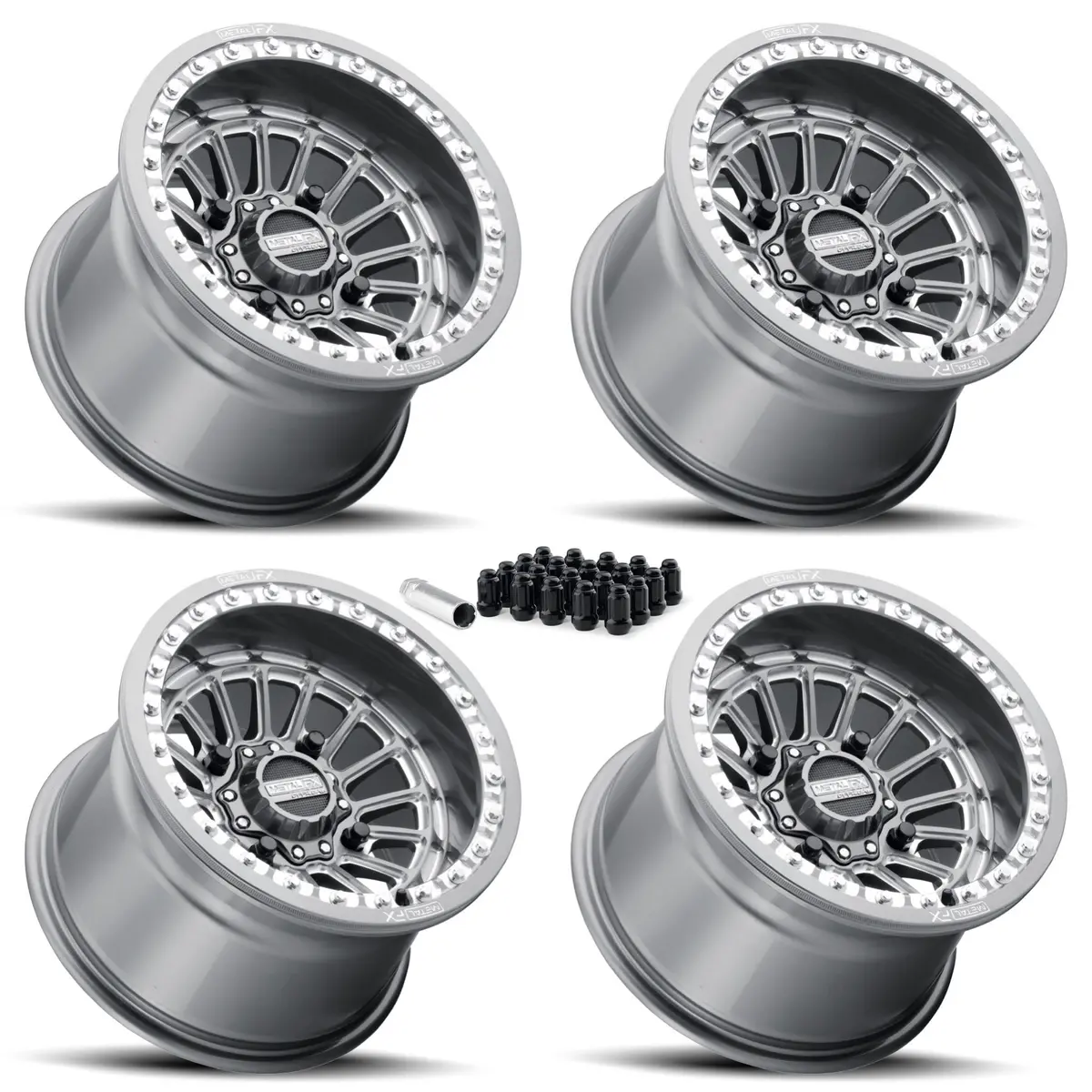 Delta Beadlock | Gunmetal Contrast Cut | Utv Wheel Kit 4