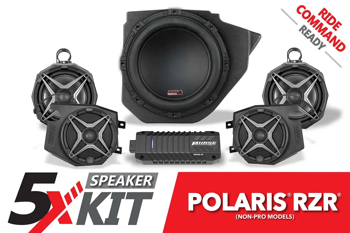 2014-2023 Polaris Rzr Phase X Ssv 5-Speaker Plug-&-Play System For Ride Command 1