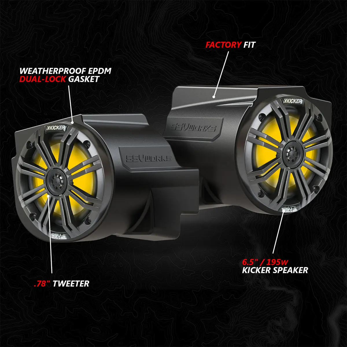 2020-2024 Polaris® Rzr Pro Series Phase-6 K-Spec 6-Speaker 1400Watt System For Ride Command 2