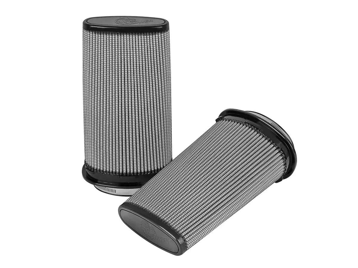 Afe: Magnum Flow Pro Dry S Air Filters 	 (5 X 2-1/4) F X (6-1/4 X 3-3/4) B (Mt2) X (5-1/4 X 2-1/8) T X 11 H In. (Qty.2) 1