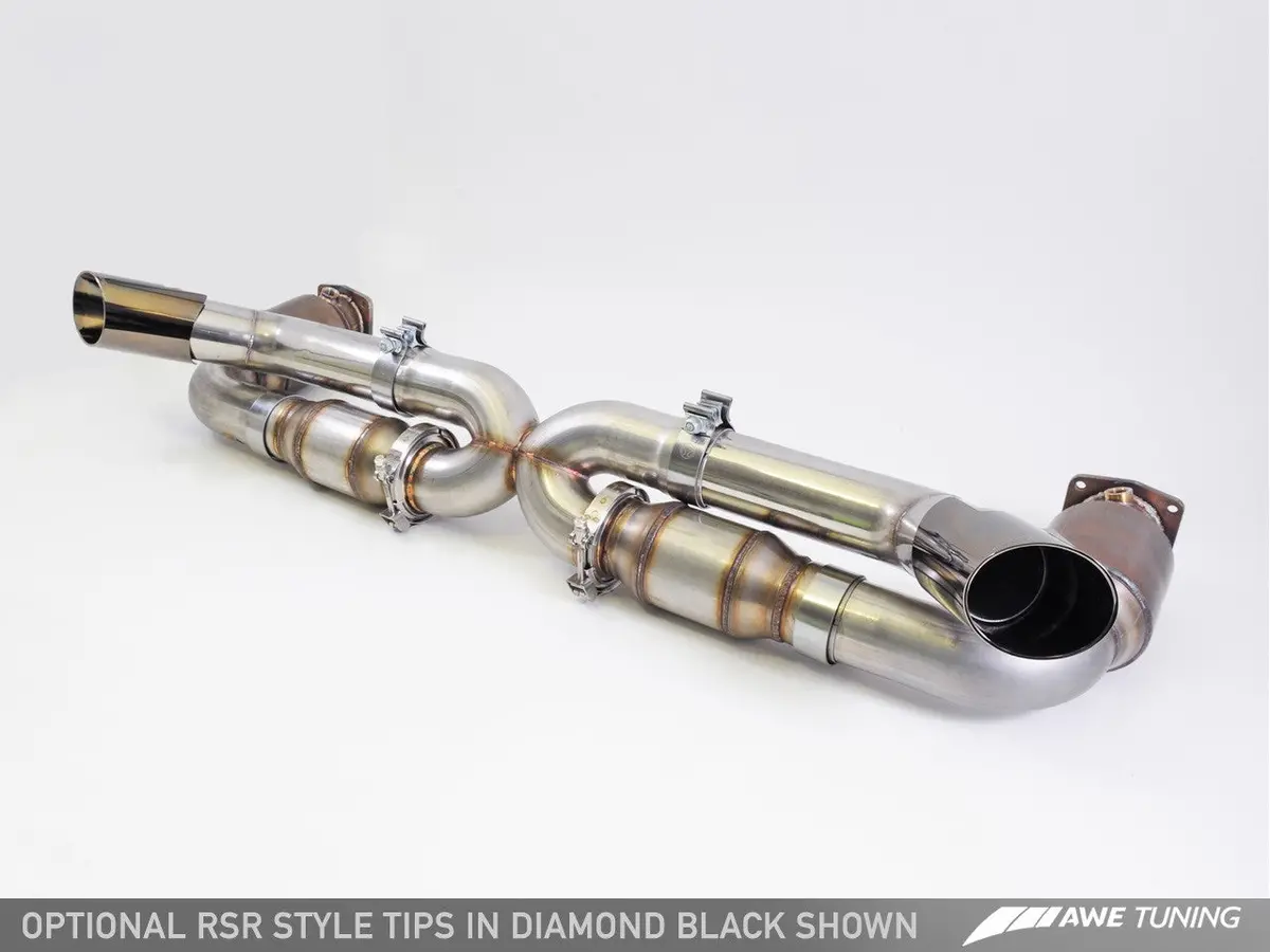 Awe: Porsche 997.2Tt Performance Exhaust System W/Diamond Black Quad Tips 1