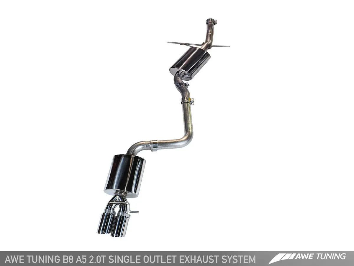 Awe: 2010-2021 Audi A5 - Touring Edition Exhaust System W/Single Outlet Polished Silver Tips 1