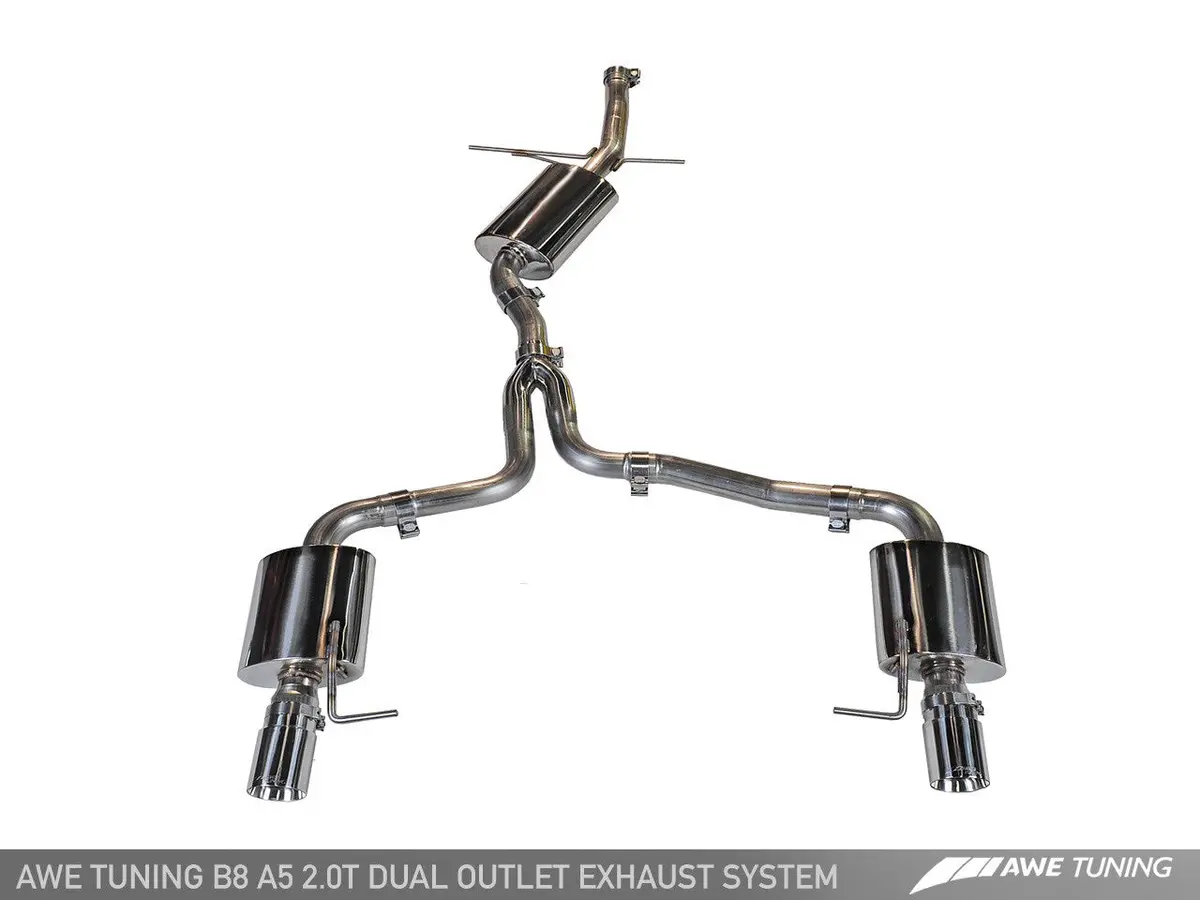 Awe: 2010-2021 Audi A5 - Touring Edition Exhaust System W/Dual Outlet Polished Silver Tips 1