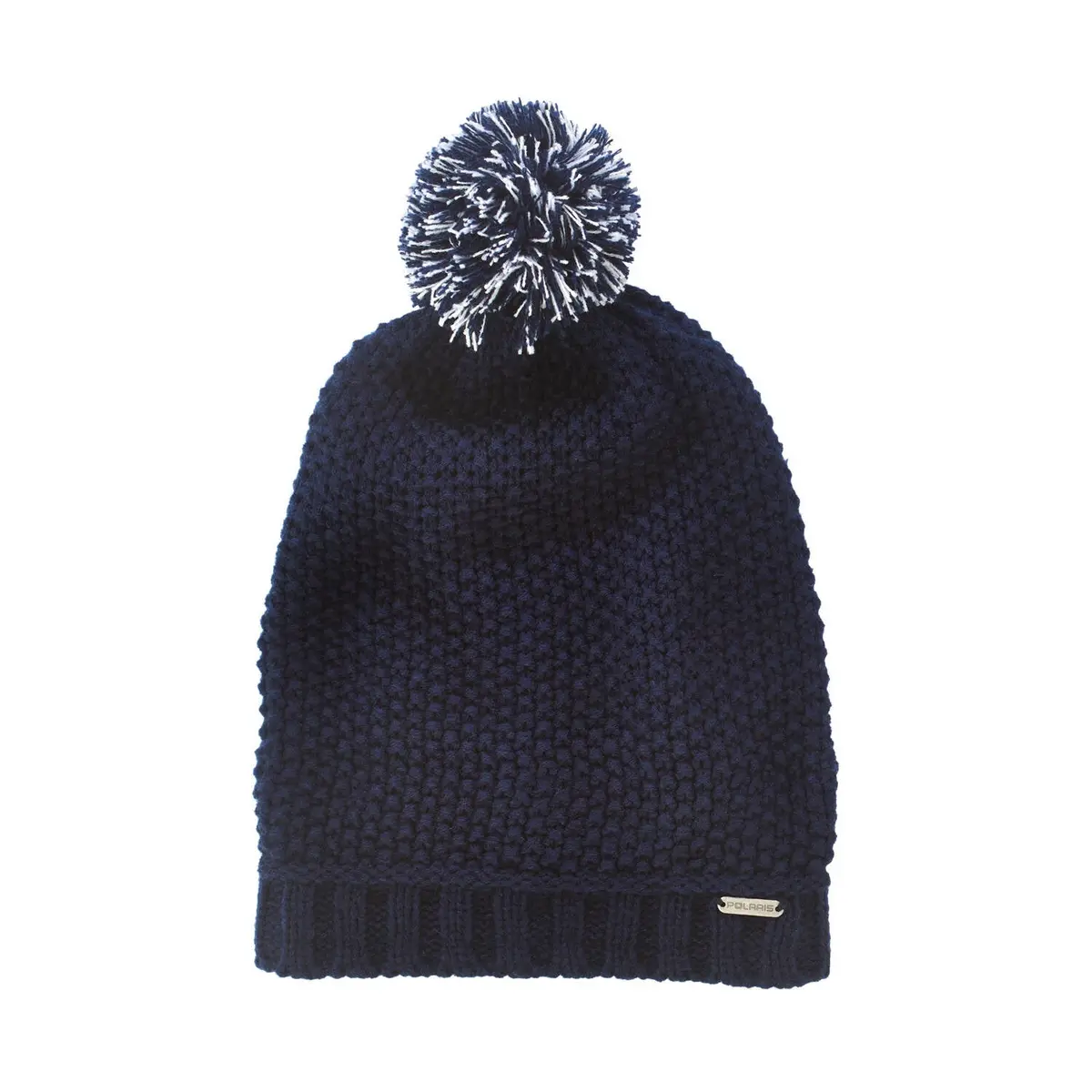 Women's Seed Stitch Beanie With Pom Pom, Navy 1