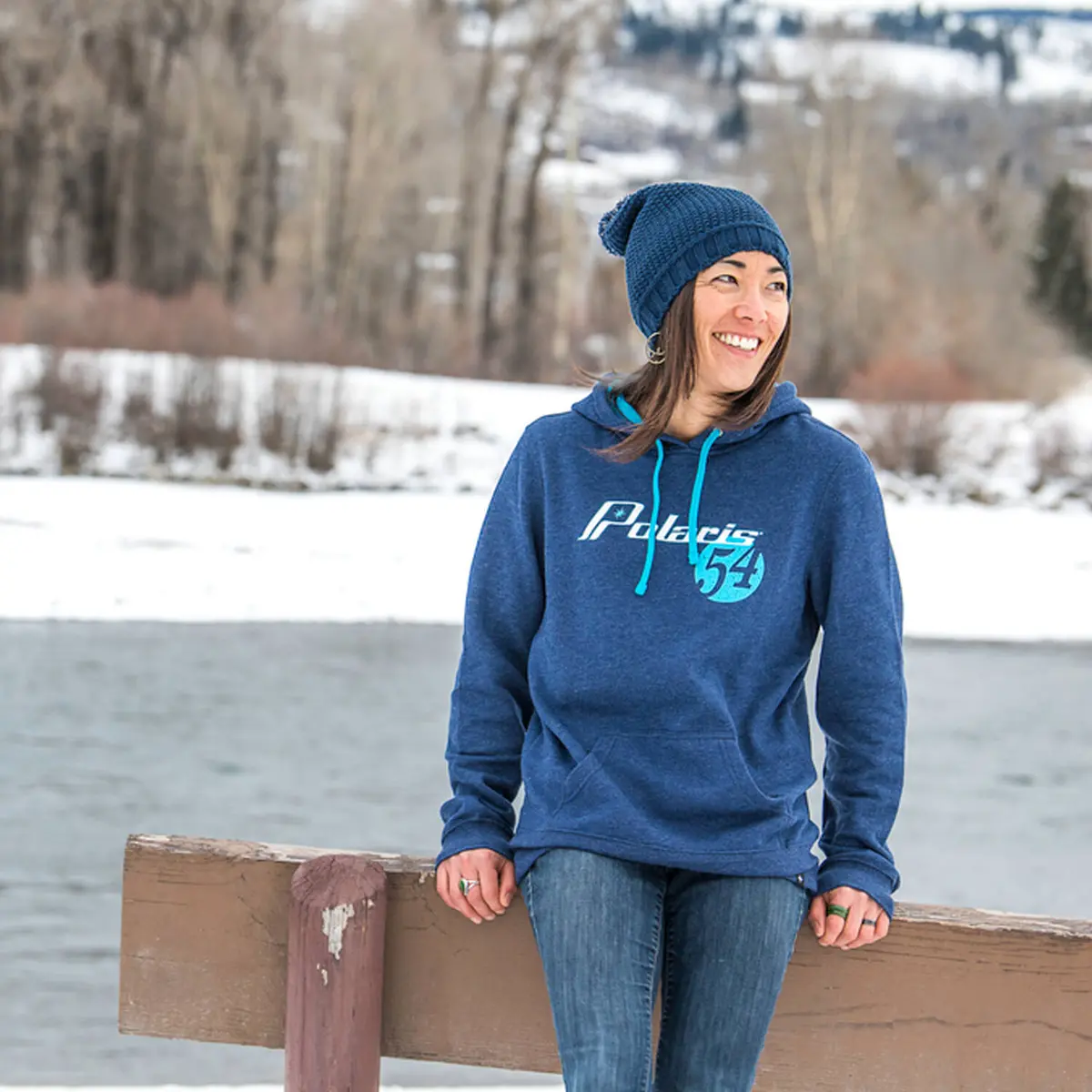 Women's Seed Stitch Beanie With Pom Pom, Navy 2