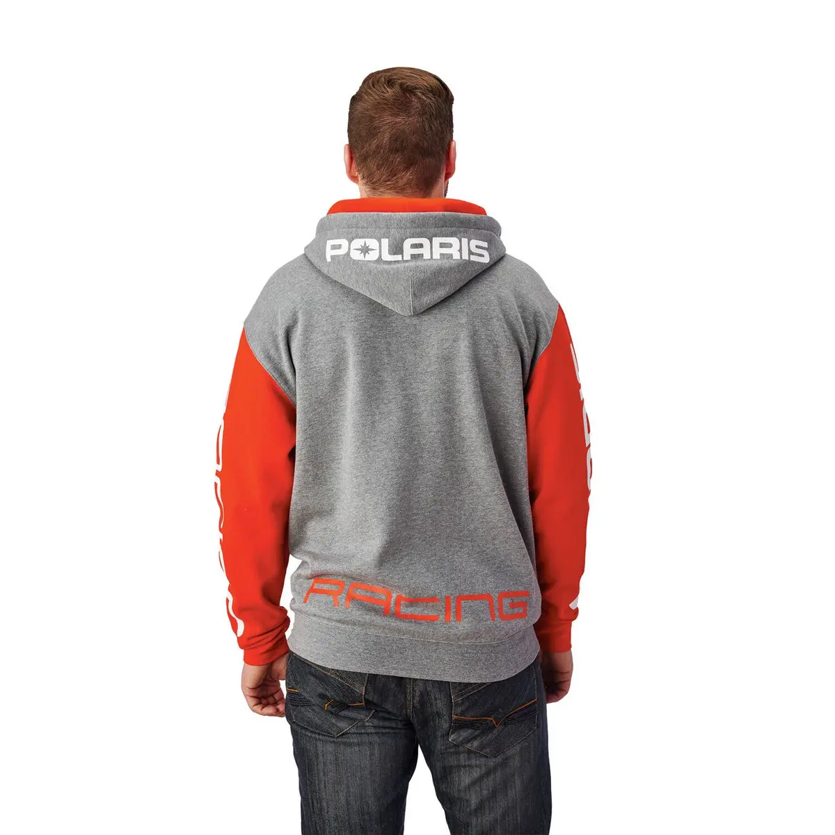 Men's Full-Zip Racing Hoodie With Logo, Gray 1