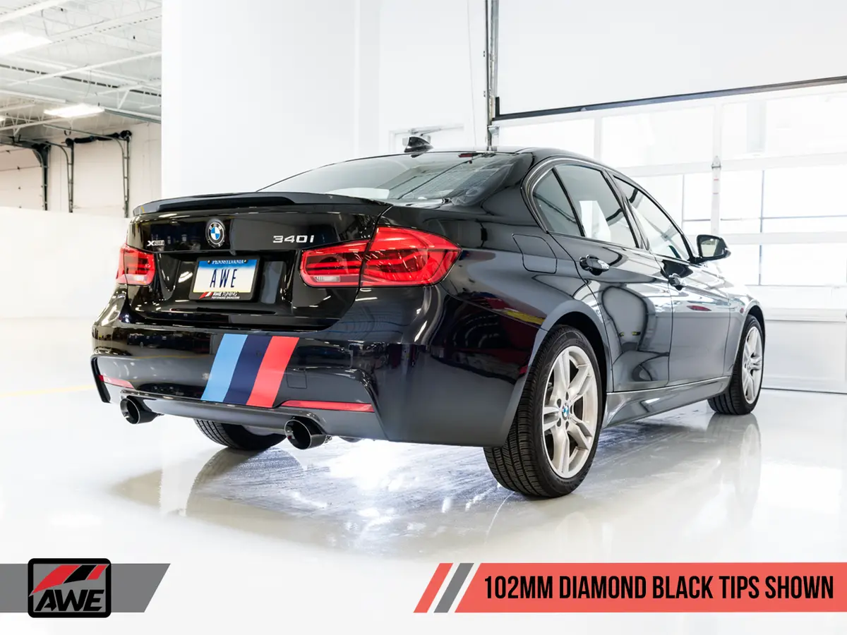 Awe: 2016-2019 Bmw 340I 3.0T Touring Edition Axle Back Exhaust Diamond Black Tips 102Mm 2