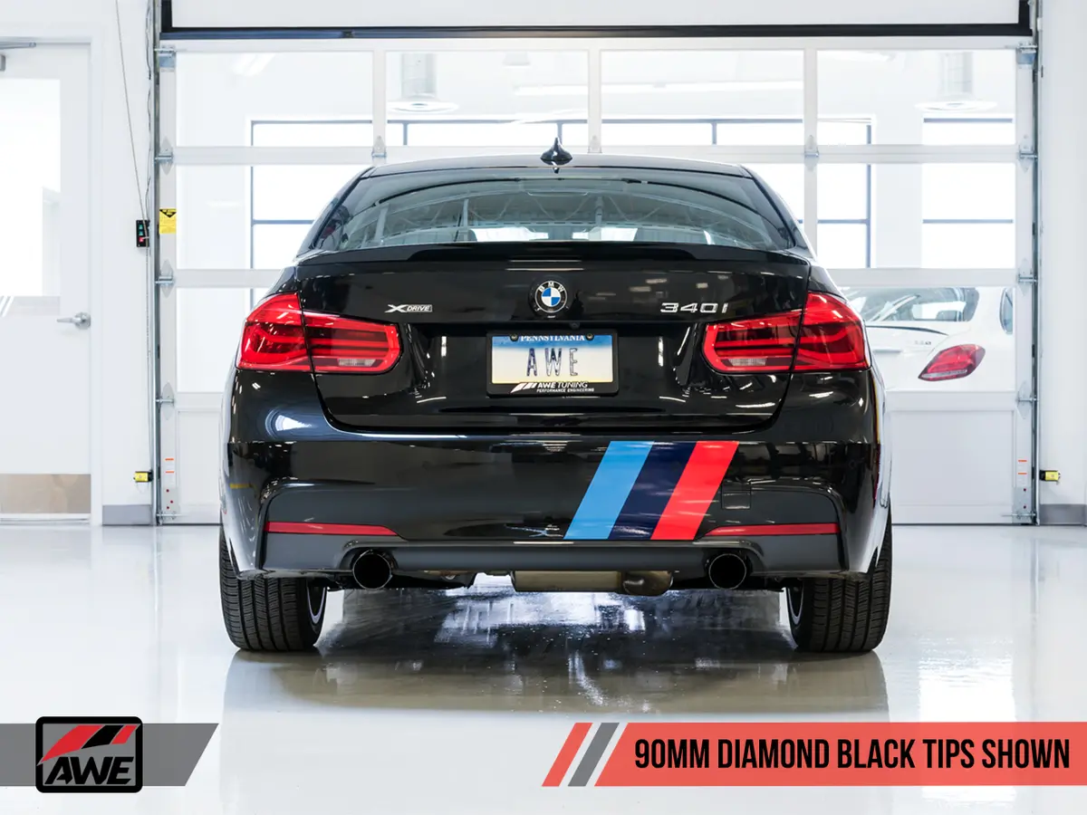 Awe: 2016-2019 Bmw 340I 3.0T Touring Edition Axle Back Exhaust Diamond Black Tips 90Mm 1