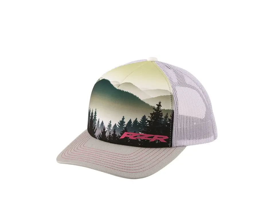 Women's Adjustable Mesh Snapback Mountain Screen Hat With Pink Rzr Logo, Gray 2