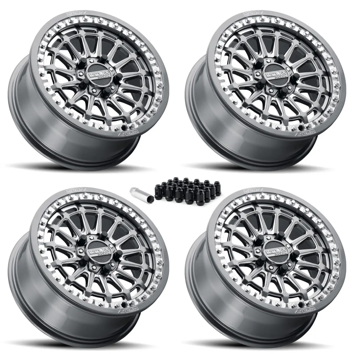 Delta R Beadlock | Gunmetal Contrast Cut | Utv Wheel Kit 2