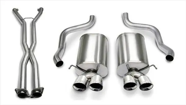 Corsa Performance 2006-2008 Chevrolet Corvette C6 Automatic 6.0L, 6.2L V8 2.5" Dual Rear Exit Catback Exhaust System With Twin 3.5" Tips (14169Cb6) Sport Sound Level 1