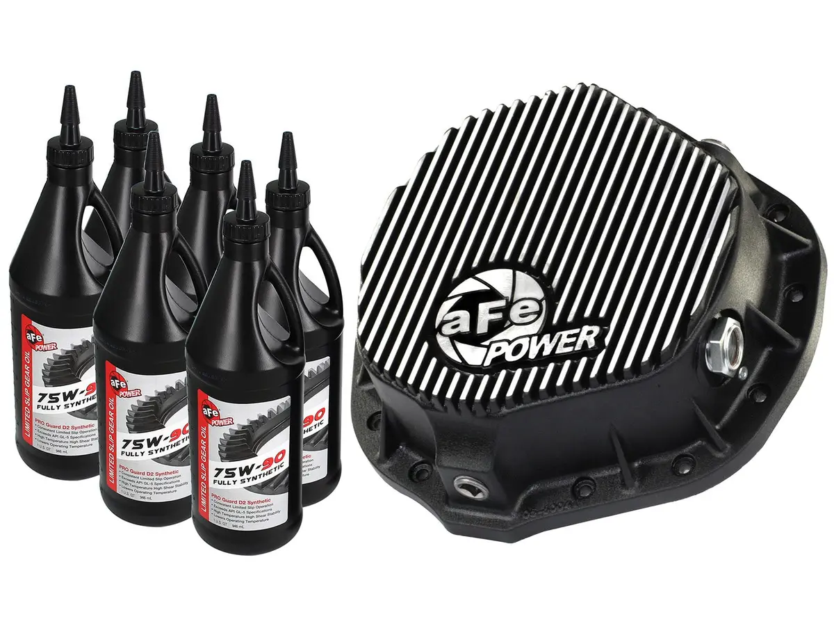 Afe: Rear Differential Cover, Machined Fins; Pro Series W/ Gear Oil Dodge/Ram Diesel Trucks 03-14 L6-5.9L (Td)/6.7L (Td) / Gm Gas Trucks 01-07 V8-8.1L / Gm Diesel Trucks 01-17 V8- 6.6L (Td) (Aam 11.50-14 Bolt Axles) 1