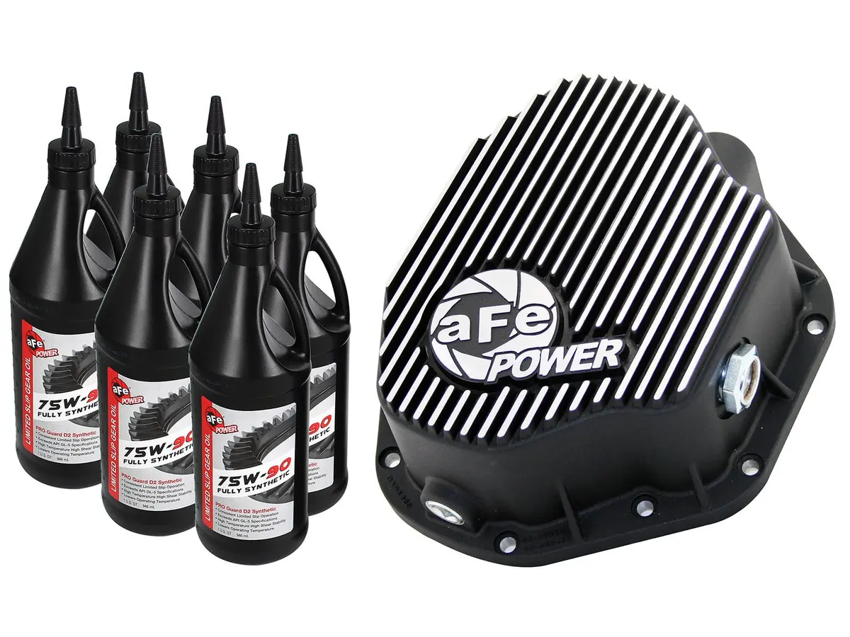 Afe: Rear Differential Cover, Machined Fins; Pro Series W/ Gear Oil Dodge Diesel Trucks 94-02 L6-5.9L (Td); Ford F-350/450 Drw 99-07 V8-7.3L/6.0L(Td) (Dana 80 Axles) 1