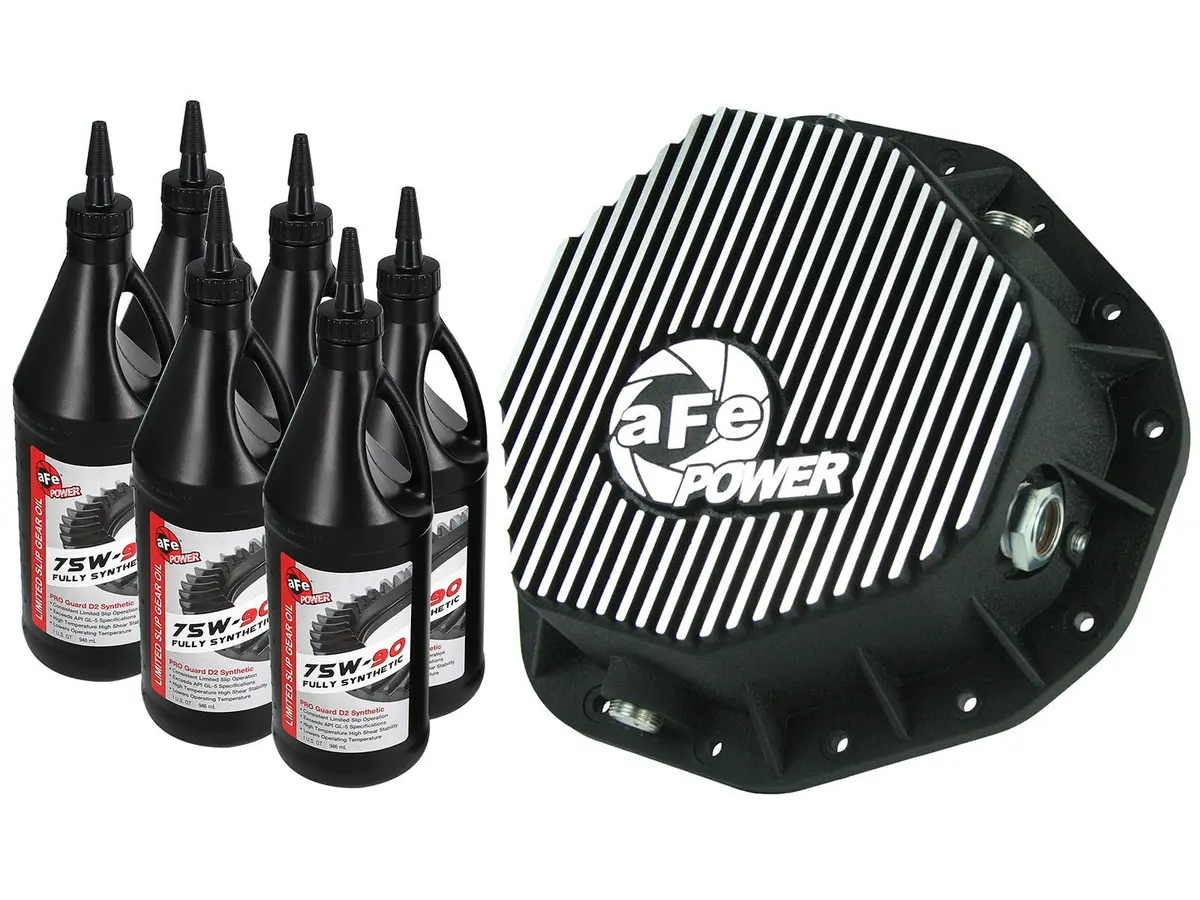 Afe: Rear Differential Cover, Machined Fins; Pro Series W/ Gear Oil Dodge Diesel Trucks 03-05 L6-5.9L (Td) (Aam 10.5-14 Bolt Axles) 1