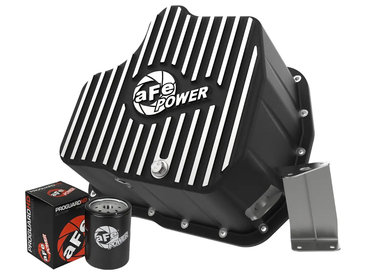 Afe: Engine Oil Pan; Black Machined Fins Gm Duramax 11-16 V8-6.6L (Td) 1