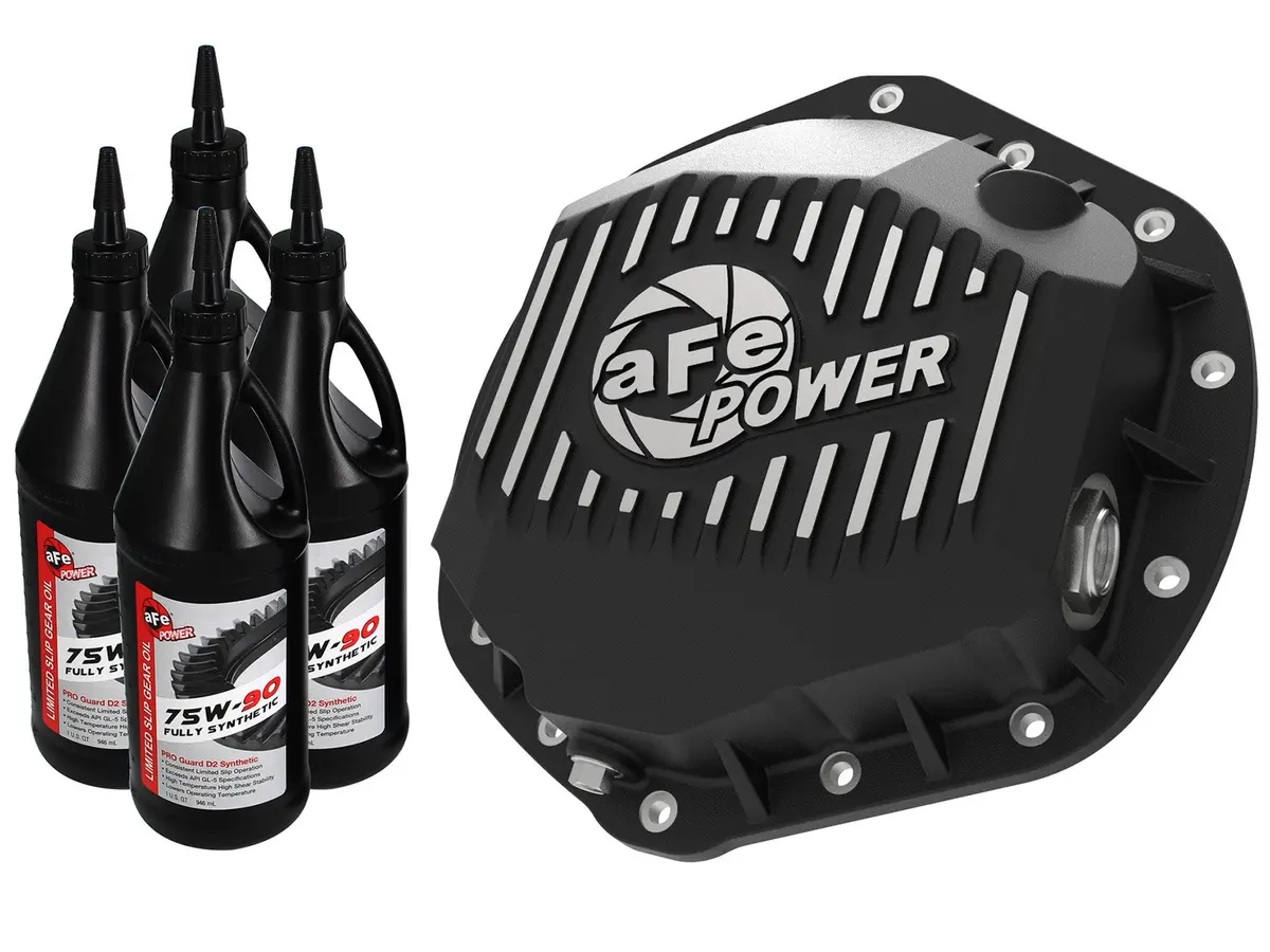 Afe: Pro Series Rear Differential Cover Black W/ Machined Fins & Gear Oil Gm Diesel Trucks 01-19 V8-6.6L / Gm Gas Trucks 01-19 V8-8.1L/6.0L 1