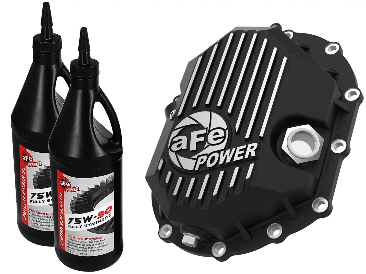 Afe: Pro Series Front Differential Cover Black W/Machined Fins & Gear Oil 	 Gm 2500/3500 11-18 V8-6.0L/6.6L (Aam 9.25) 1