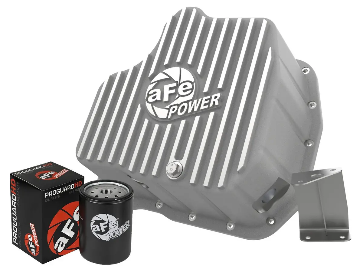 Afe: Engine Oil Pan; Raw Machined Fins 01-10 Gm Diesel Trucks V8-6.6L (Td) 1