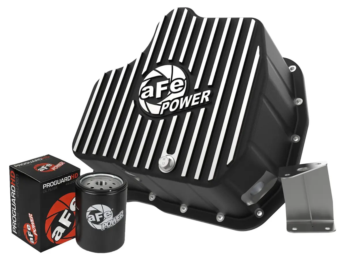 Afe: Engine Oil Pan; Black Machined Fins 	 01-10 Gm Diesel Trucks V8-6.6L (Td) 1