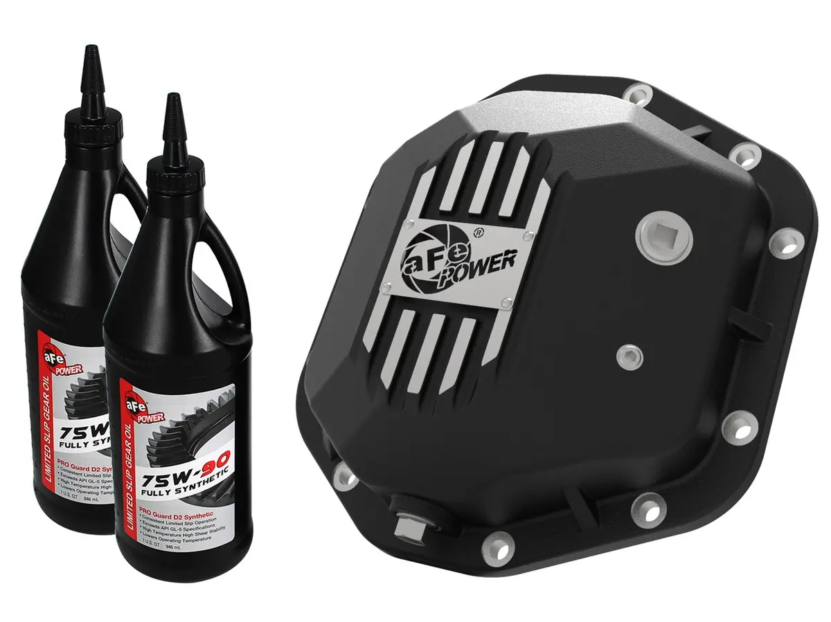 Afe: Street Series Differential Cover Black W/ Machined Fins & Gear Oil Jeep Wrangler (Tj & Jk) 97-18 (Dana 44) 1