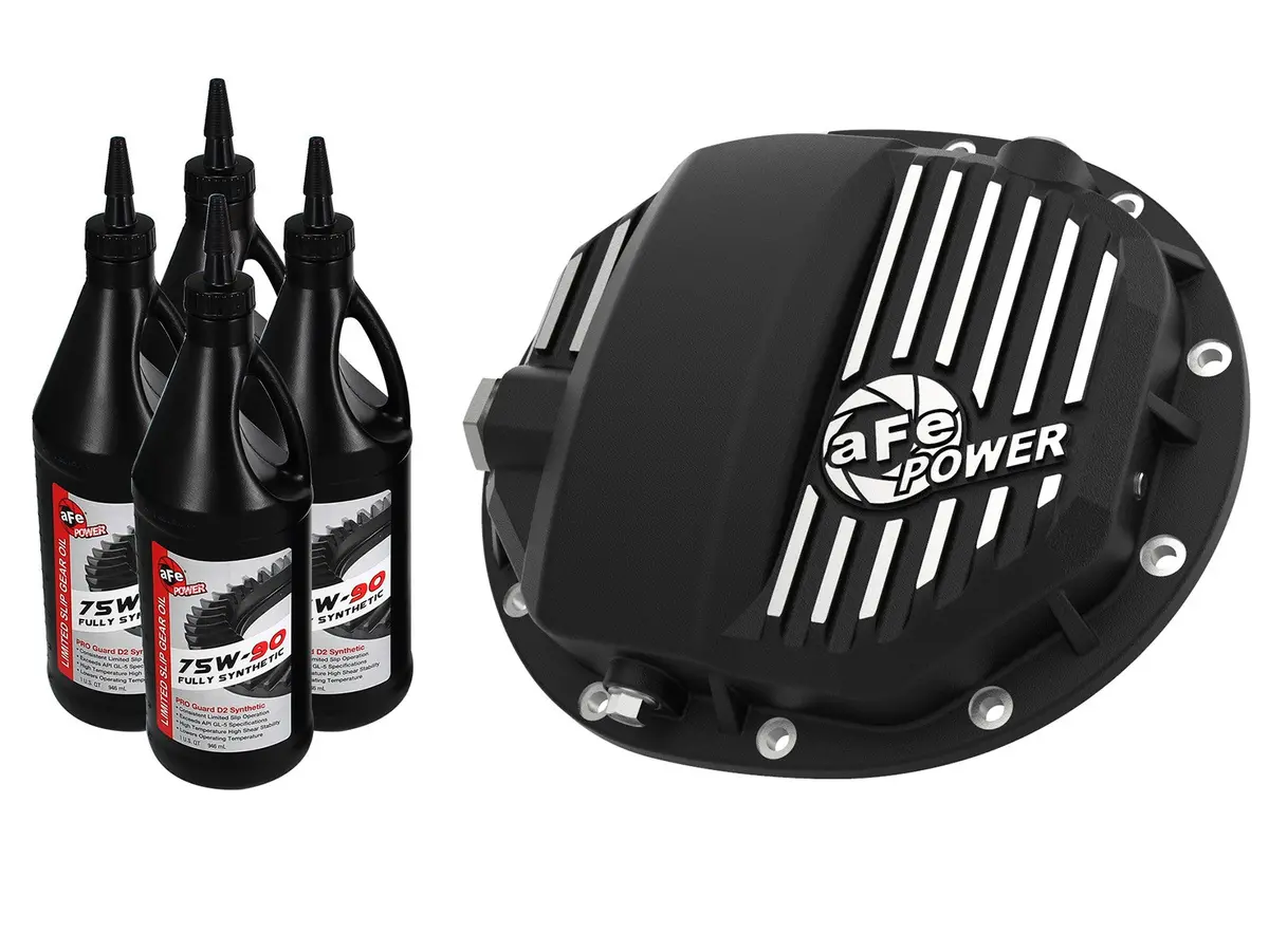 Afe: Pro Series Rear Differential Cover Black W/ Machined Fins & Gear Oil Gm Gas Trucks 14-19 I4-2.7L, V6-4.3L, V8-5.3L/6.2L (Aam 9.5/9.76) 1