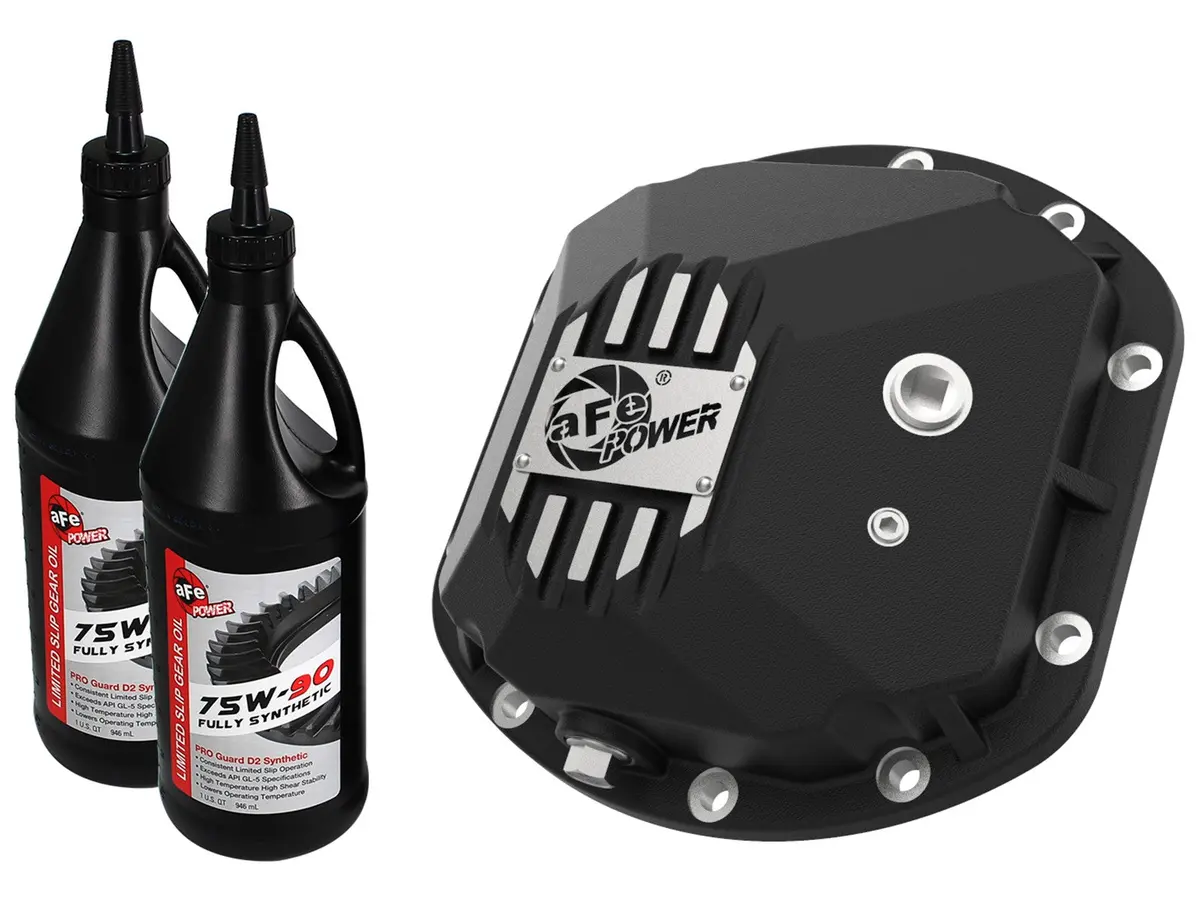 Afe: Street Series Front Differential Cover Black W/ Machined Fins & Gear Oil 	 Jeep Wrangler (Tj & Jk) 97-18 (Dana 30) 1