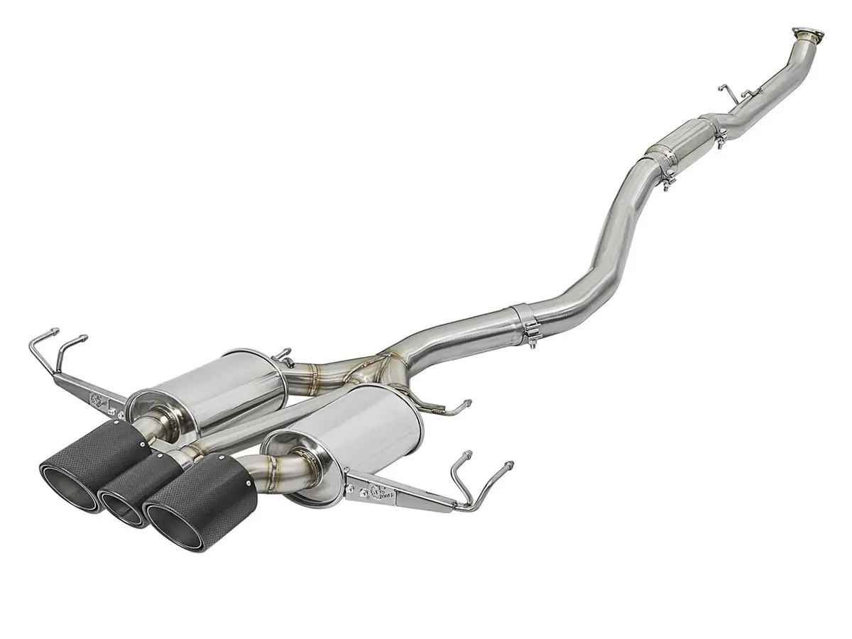 Afe: Takeda 3" 304 Stainless Steel Cat-Back Exhaust System W/ Tri-Carbon Tips Honda Civic Type R 17-19 I4-2.0L (T) 1