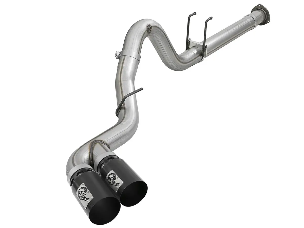 Afe: Rebel Xd Series 4" 409 Stainless Steel Dpf-Back Exhaust System W/ Dual Black Tips Ford Diesel Trucks 17-19 V8-6.7L (Td) 1