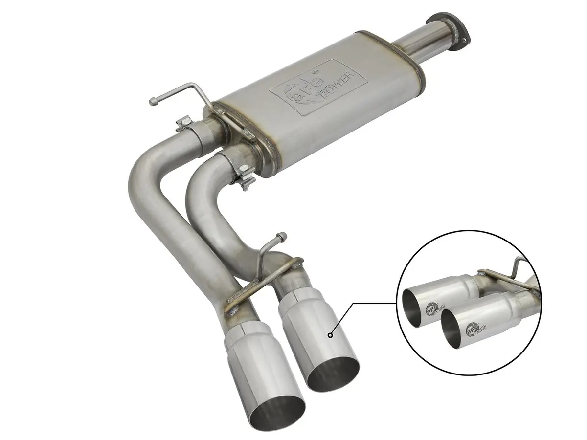 Afe: Rebel Series 3" To 2-1/2" Middle-Side Exit Stainless Steel Cat-Back Exhaust System Toyota Tacoma 16-19 V6-3.5L 1