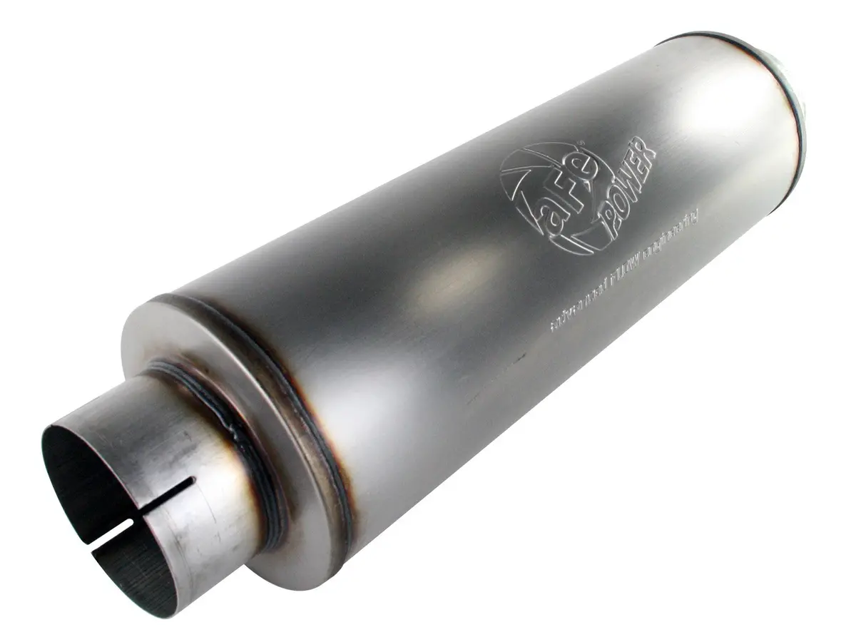 Afe: Mach Force-Xp 5" 409 Stainless Steel Muffler 5"Id Inlet/Outlet X 30" Overall Length, 8"Body Diameter 1