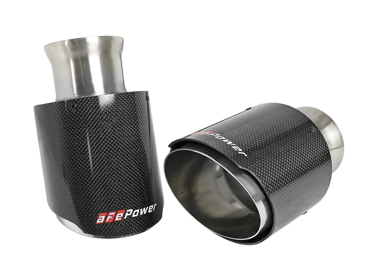 Afe: Mach Force-Xp 4-1/2" Carbon Fiber/Stainless Steel Direct-Fit Exhaust Tip Set Dodge Charger / Hellcat 15-19 V8-6.2L (Sc)/6.4L 1