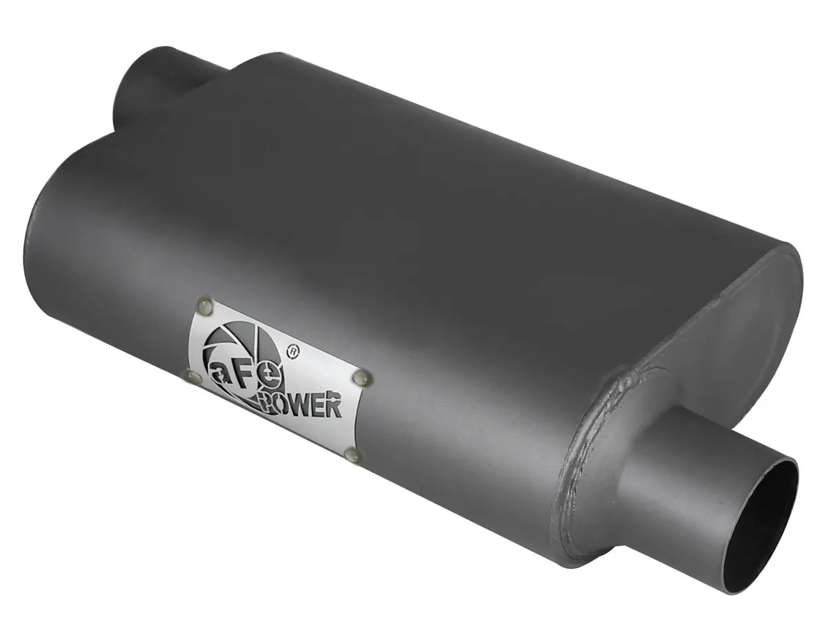 Afe: Scorpion 2-1/2" Aluminized Steel Muffler 	 2-1/2" Inlet/Outlet, 13"L X 10"W X 4H" Body 1