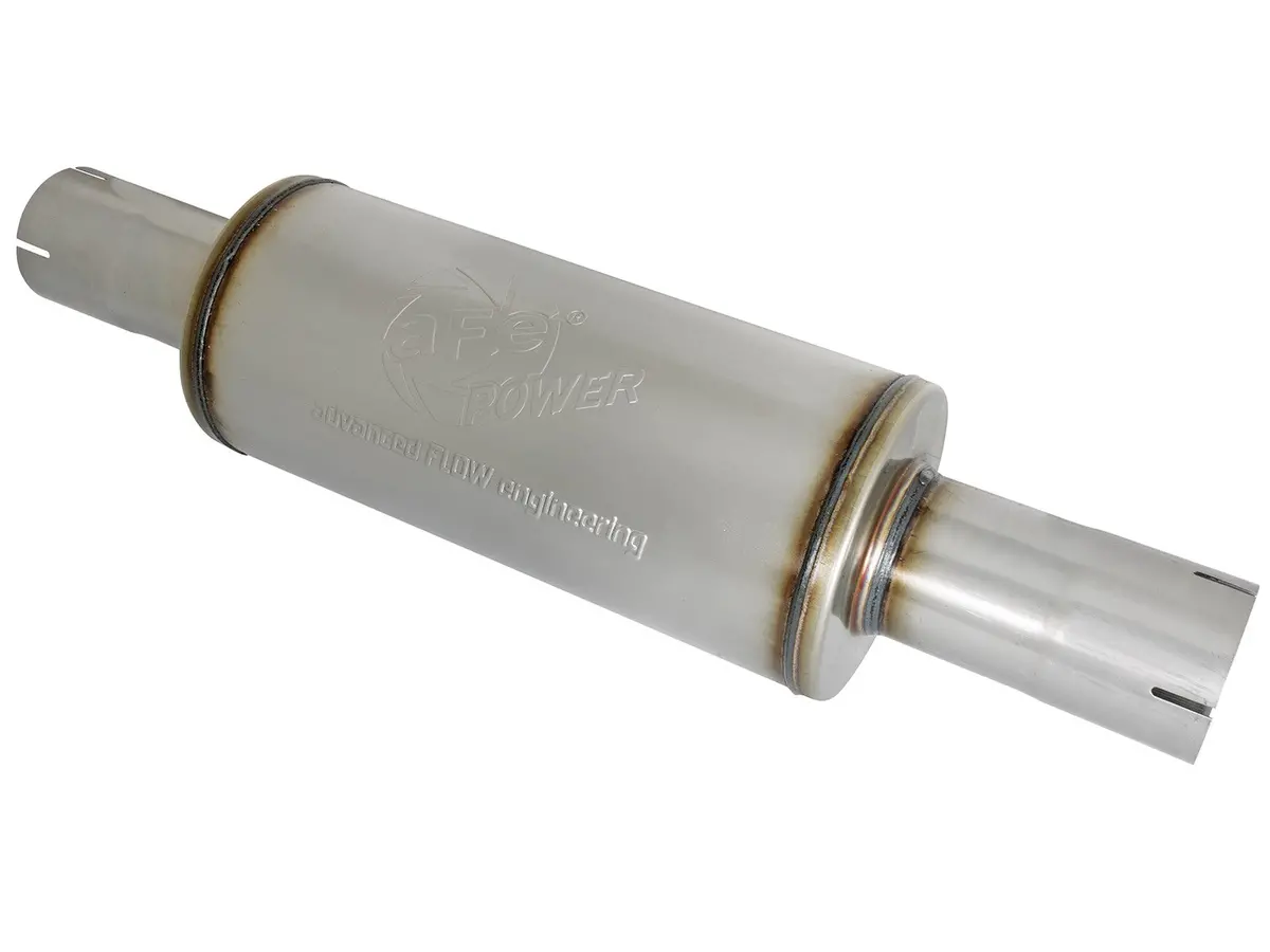 Afe: Atlas 3-1/2" Aluminized Stainless Steel Muffler 3-1/2" Inlet/Outlet Center, 7" Round X 16" Body 1