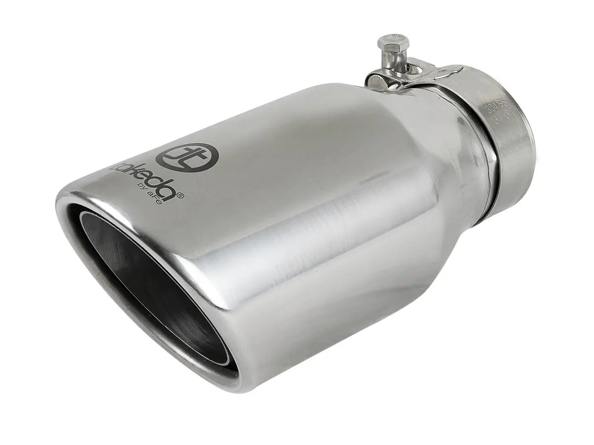 Afe: Takeda 2-1/2" 304 Stainless Steel Exhaust Tip 2-1/2" In X 4" Out X 8"L Bolt-On 1