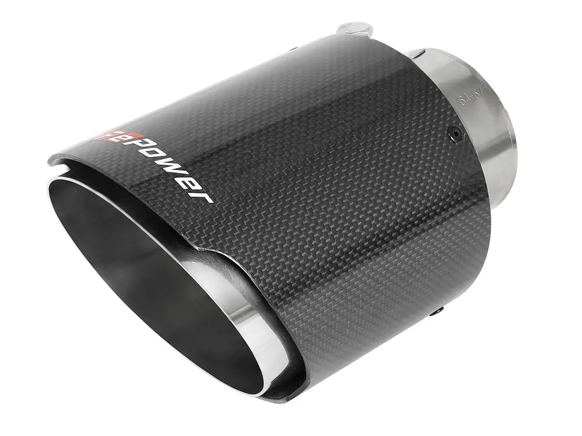 Afe: Mach Force-Xp 2-1/2" Stainless Steel Carbon Fiber Exhaust Tip 	 2-1/2" In X 4-1/2" Out X 7" 1