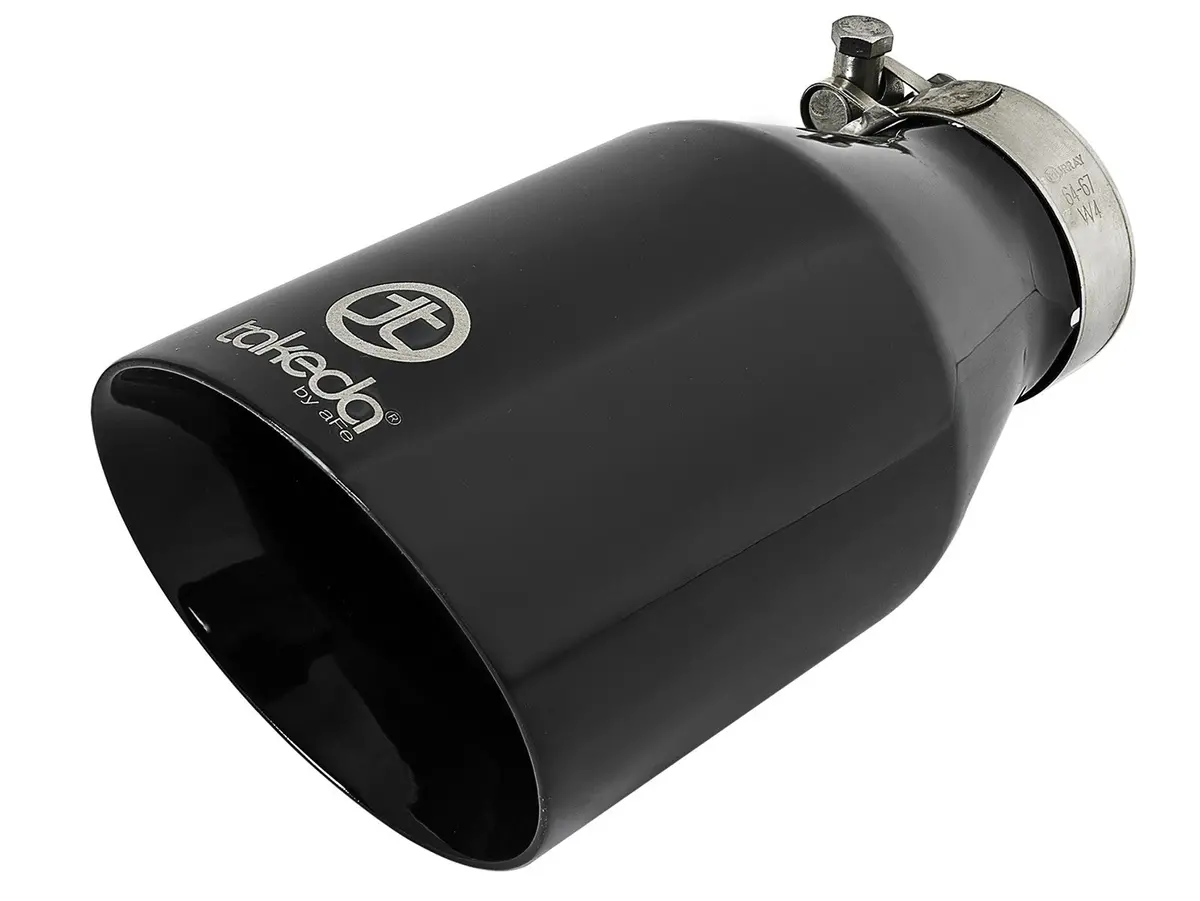 Afe: Takeda 2-1/2" 304 Stainless Steel Exhaust Tip 2-1/2" In X 4-1/2" Out X 9"L Bolt-On 1