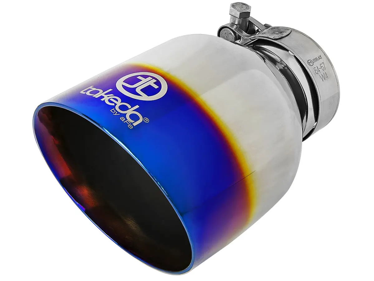 Afe: Takeda 2-1/2" 304 Stainless Steel Exhaust Tip 2-1/2" In X 4-1/2" Out X 7"L Bolt-On 1
