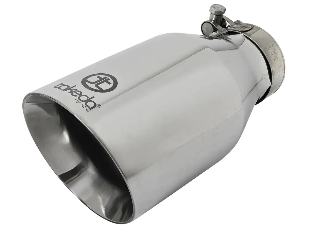 Afe: Takeda 2-1/2" 304 Stainless Steel Exhaust Tip 2-1/2" In X 4-1/2" Out X 9"L Bolt-On 1