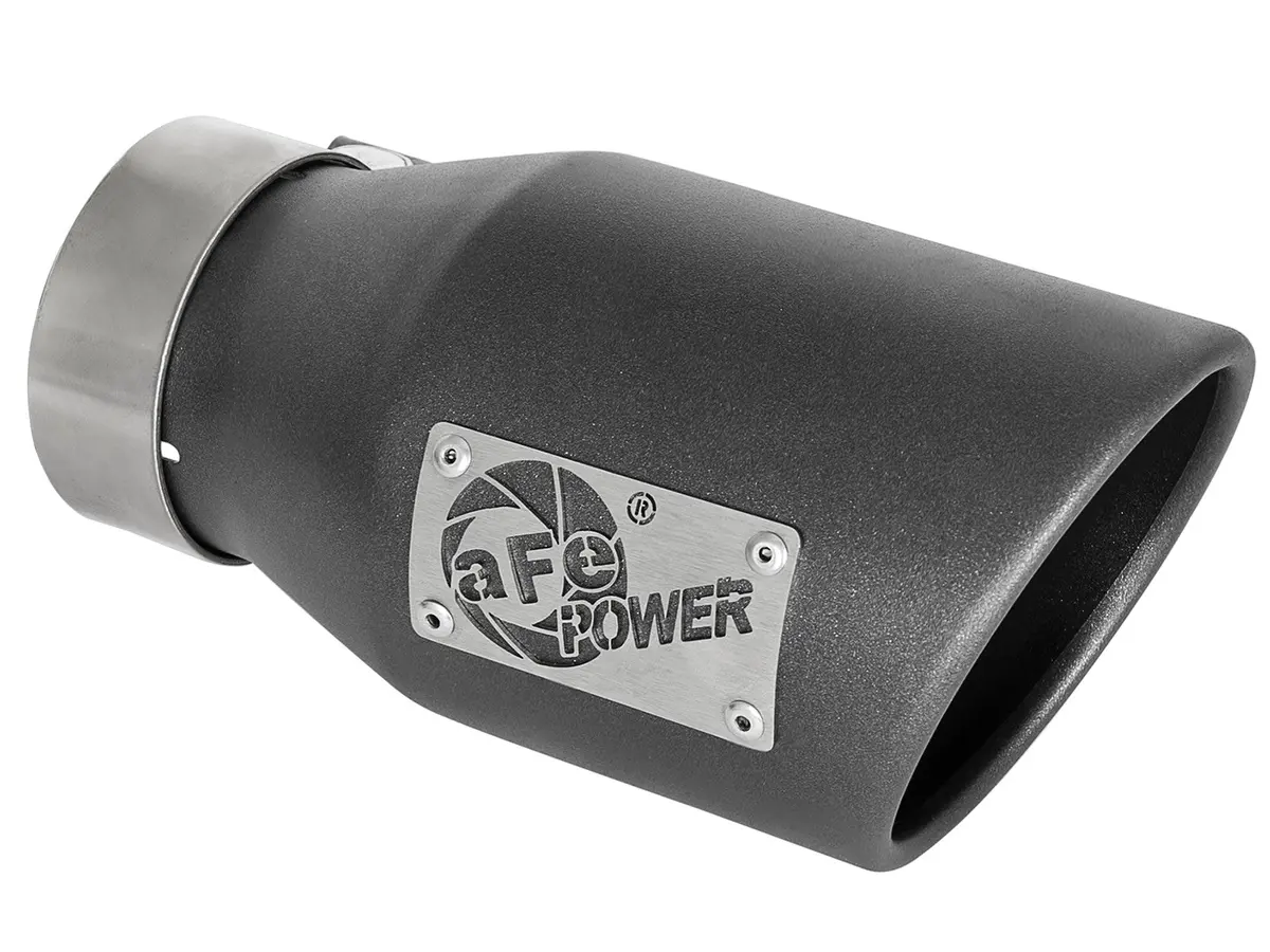 Afe: Mach Force-Xp 3" 304 Stainless Steel Exhaust Tip 3" In X 4-1/2" Out X 9" L Bolt-On Right (High Temp Metallic Black) 1