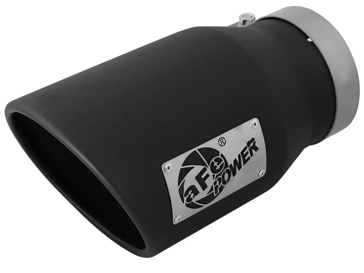Afe: Mach Force-Xp 5" 409 Stainless Steel Exhaust Tip 	 5" In X 7" Out X 12" L Bolt-On Left 1